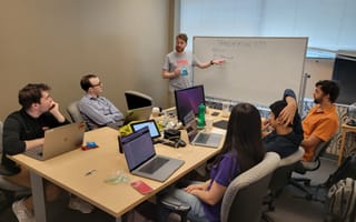 Motorola Solutions employees collaborate during its annual innovation hackathon.